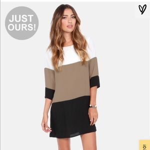 Lulus Citrus Grove Taupe Color Block Dress